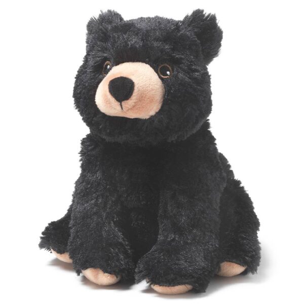Stuffed black bear toy with soft fur