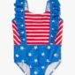 Patriotic stars and stripes baby swimsuit.
