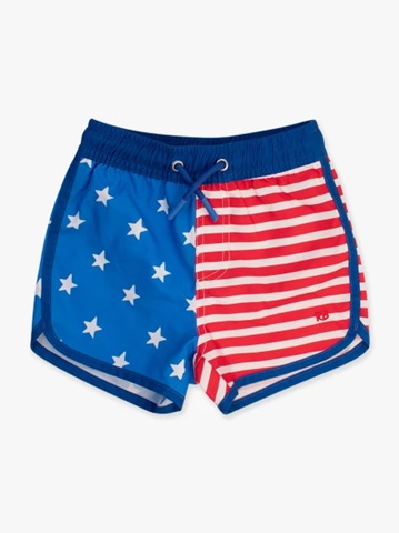 ruggedbutts stars and stripes swim trunks American flag themed shorts with stars and stripes.