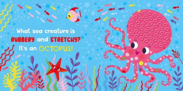 kidsbooks publishing i love the ocean (touch & feel board book) Cartoon octopus with colorful sea background.